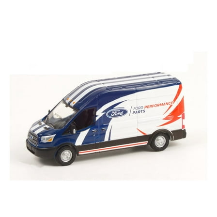 2019 Ford Transit LWB High Roof, Blue and White - Greenlight 53040D 1/64 scale Diecast Car