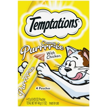 Temptations Creamy Puree With Chicken Lickable, Squeezable Cat Treats, 4-Pack Of 12G Pouches