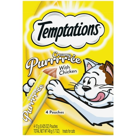UPC: 0023100137421 | Temptations Creamy Puree With Chicken Lickable  Squeezable Cat Treats  4-Pack Of 12G Pouches