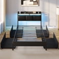 thumbnail image 7 of Greenstell Twin Size Bed Frame with Storage Headboard, LED Lights, Charging Station, 4 Drawers, Heavy-Duty Metal Platform Bed with USB & Type-C Ports,Black, 7 of 7