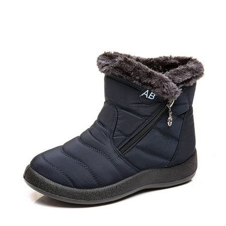 

Womens Snow Boots Warm Ankle Booties Waterproof Comfortable Slip On Outdoor Fur Lined Lining Winter Shoes for Women Blue