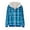 Blue, variant on BEFOKA Womens Classic Casual Hooded Denim Jacket Fleece Plaid Print Long Sleeve Coats Trendy Loose Shacket Fall Winter Trucker Coats Going Out Tops for Women Jean Jacket Sweatshirt