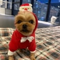 thumbnail image 2 of Christmas Santa Dog , Hooded Pet Pajamas Outfit with Santa Pattern, Warm Winter Coat for Small Dogs Cats, Festive Holiday Apparel for Parties & Daily Wear, S, 2 of 4