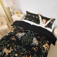 thumbnail image 3 of Erosebridal Tropical Flower Twin Bedding, Woodland Animal Deer Wolf Duvet Cover Set, Black Reversible, 2pcs 1 Duvet Cover and 1 Pillowcase, No Comforter, 3 of 6