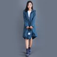thumbnail image 4 of Bearachild Chubasquero impermeable y ligero para mujer, con capucha, para exteriores, senderismo, chaqueta larga, Poncho Paraguas de lluvia Azul profundo L Bearachild JJ13982-11, 4 of 6