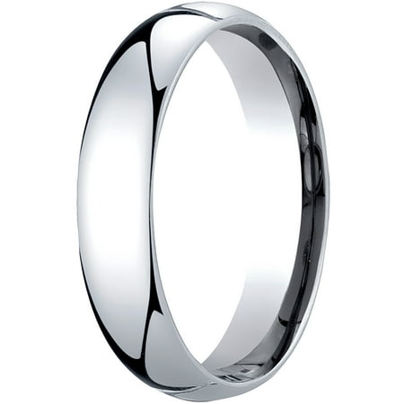 - Womens 18K White Gold, 5mm Slightly Domed Standard Comfort-Fit Wedding Band