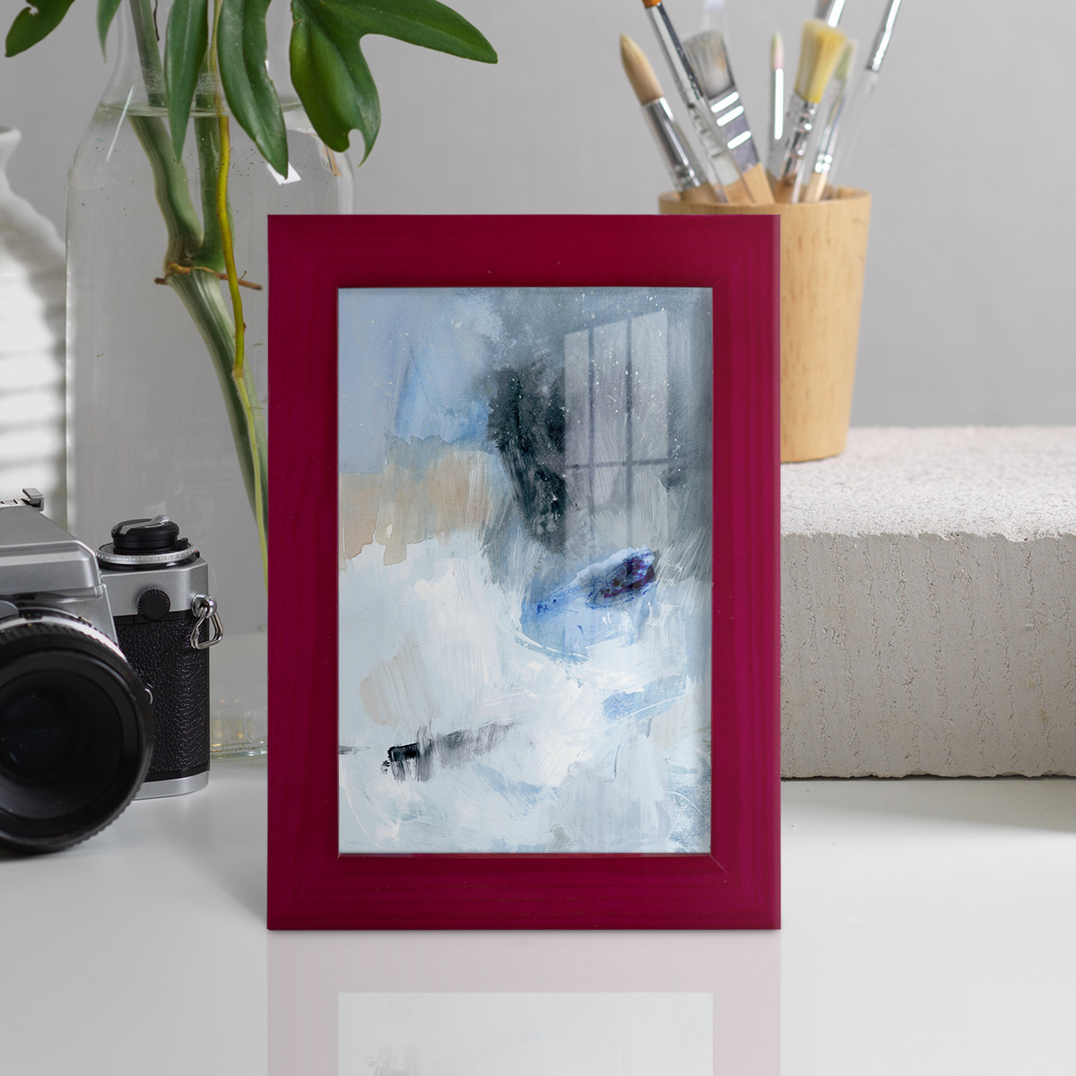 Welle II - Framed Print w/glass - Cherry Red