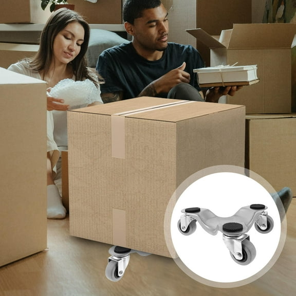 MIPCASE 1Pack Carbon Steel Furniture Mover Dolly with Caster Wheel for Home Moving Round Grey 6.6x6.6x2.2in