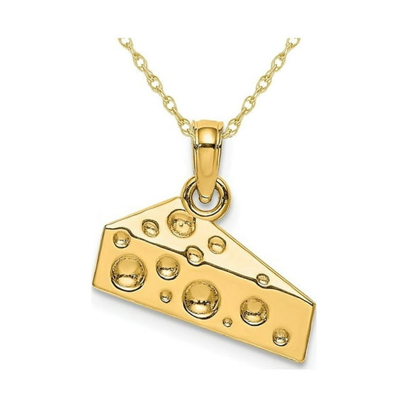 Cheese Wedge Charm Pendant Necklace in 14K Yellow Gold