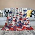thumbnail image 2 of Creowell 4th of July Throw Blanket American Flag Blue and Red Stars Throw Blankets Memorial Day Independence Day Patriotic Lightweight Cozy Flannel Blanket for Couch Sofa Bed Home Decor White, 2 of 6