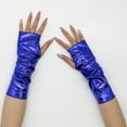 thumbnail image 5 of Fingerless Metallic Gloves for Cosplay, Shiny Opera Style Long Gloves with Reflective Coating, Glitter Costume Accessories for Role Play, Elegant Evening Gloves for Adults and Performance Events Blue, 5 of 5