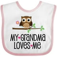 thumbnail image 3 of Inktastic Grandma Loves Me Girls Owl Girls Baby Bib, 3 of 4