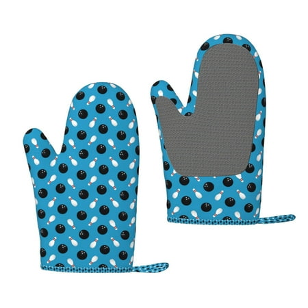 

Lafuoo Bowling Balls Pattern Silicone Anti-Scalding Gloves Hanging Rope Gloves are Suitable for Kitchen Utensils for Kitchen Baking Cooking Outdoor Barbecue