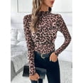 thumbnail image 6 of Womens Lace Mesh Long Sleeve Top Sheer See Through Tops Mock Neck Shirts Party Club Night Blouses Pink XXL, 6 of 8
