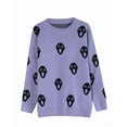 thumbnail image 4 of Halloween Sweaters for Women Skulls Printed Trendy Pullover Sweaters Casual Knit Crewneck Sweater Tops Shermie, 4 of 6
