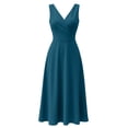 thumbnail image 6 of Tqcoqu Women's V Neck Wrap Sleeveless Midi Dress,Fitted Waist A-Line Casual Cocktail Dresses,2026 Spring Fall Trendy Clothes,Navy Women's S-XXXL, 6 of 6