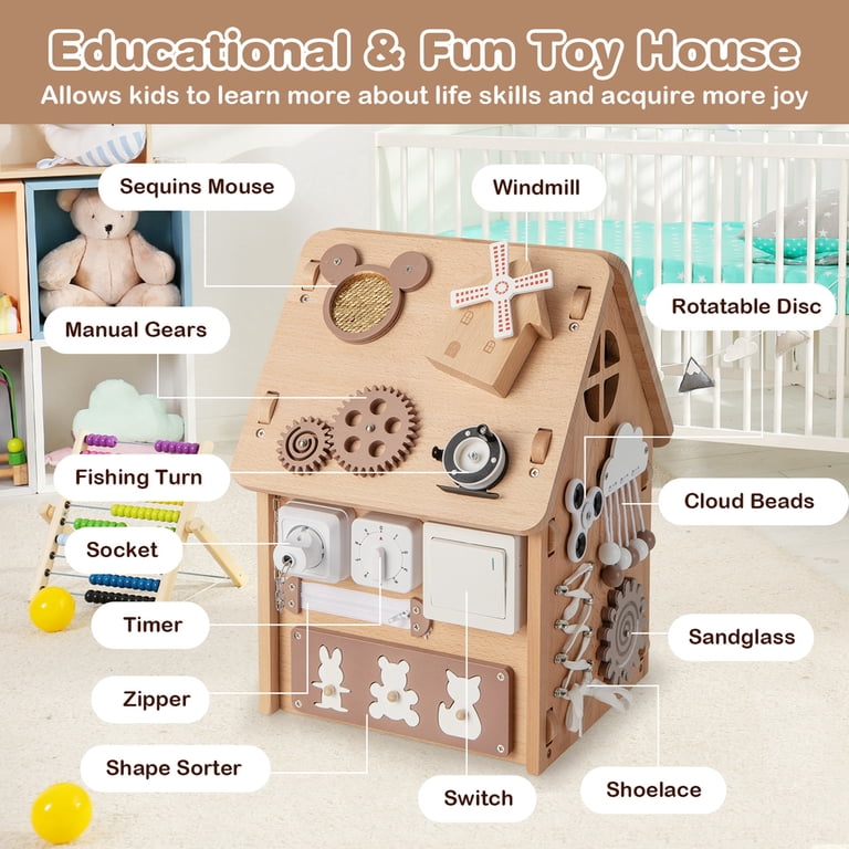 Large Activity Toy for Toddlers: Costway Wooden Busy House with
