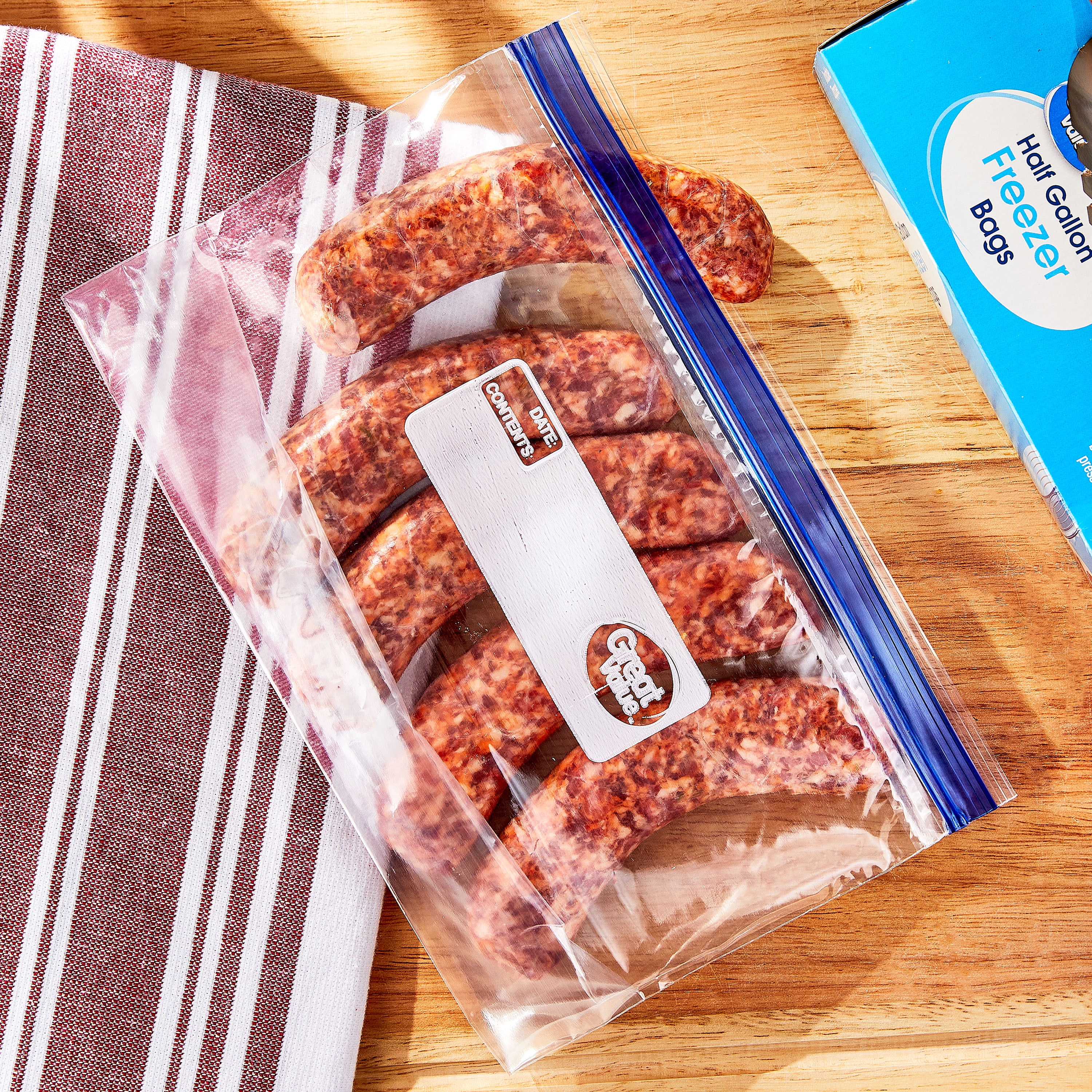 Great Value Double Zipper Half Gallon Freezer Bags, 40 Count