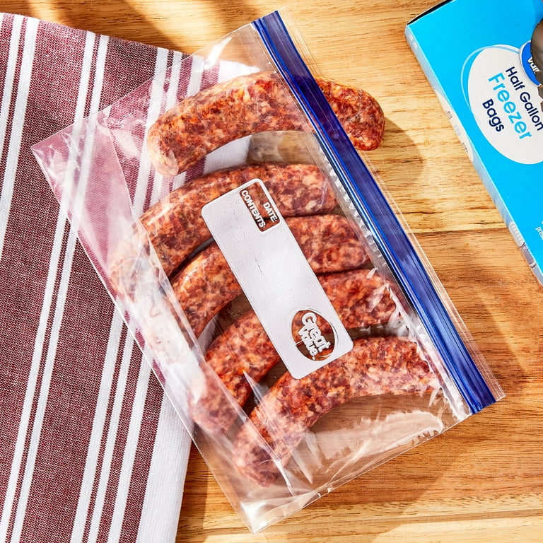 Great Value Double Zipper Half Gallon Freezer Bags, 40 Count with