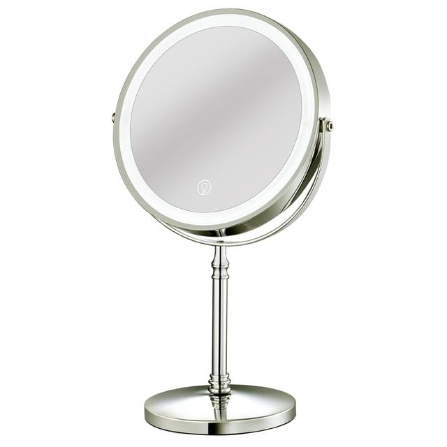 Espejo de maquillaje LED de ocho pulgadas con lámpara, espejo de tocador de escritorio para dormitorio en línea, espejo de belleza con atenuación roja