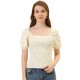 thumbnail image 1 of Allegra K Blusa Corta Con Fruncido Y Manga Corta Con Cuello Cuadrado Floral Para Mujer Blanco XL, 1 of 4