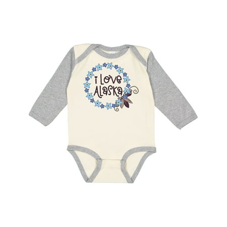

Inktastic I Love Alaska Forget-Me-Not Flowers Gift Baby Boy or Baby Girl Long Sleeve Bodysuit