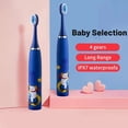 thumbnail image 4 of Cepillo de dientes eléctrico sónico para niños con cabezales de repuesto, cepillo de limpieza ultrasónico recargable de pelo suave con dibujos animados coloridos, 4 of 5