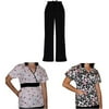 Scrub 3-Piece Combo Pack - White, Gray & Pink Floral, Black