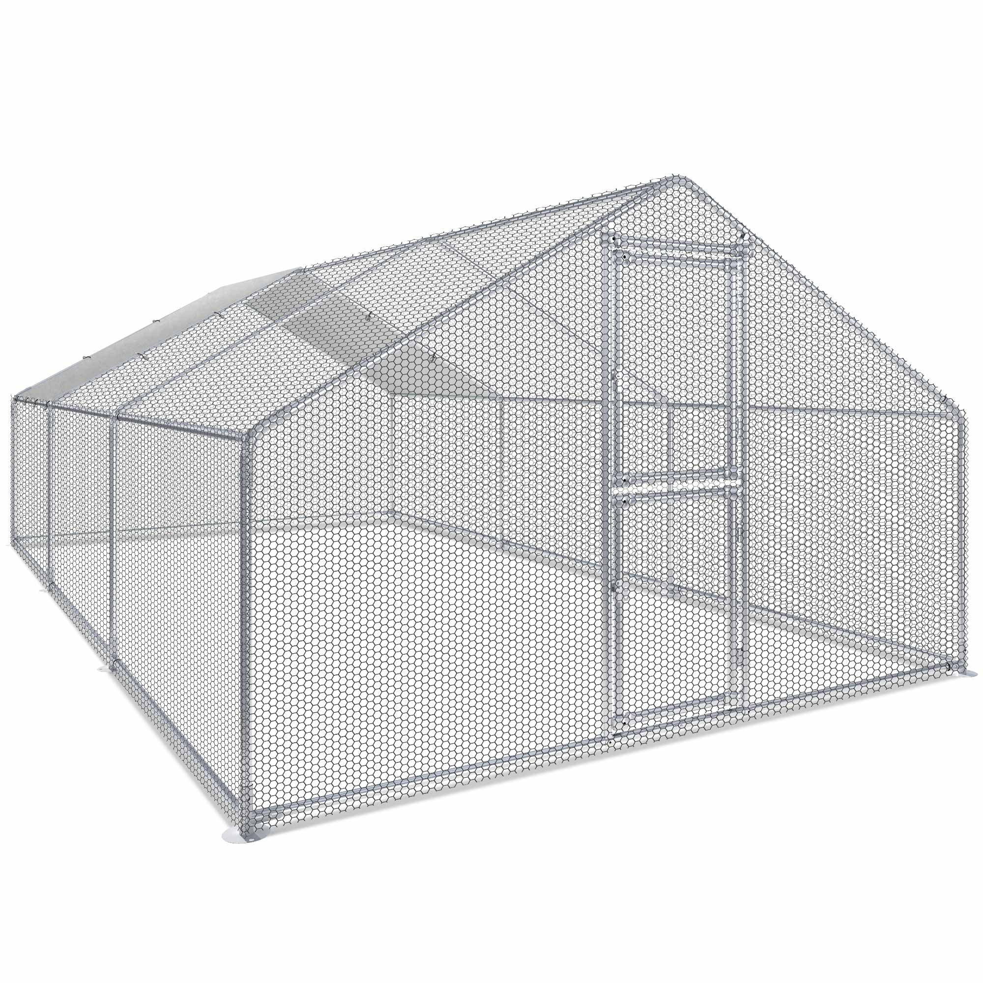 Dextrus Extra Large Metal Chicken Coop Walkin Poultry Cage Hen Run House Rabbits Habitat Cage Spire Shaped Coops - 19.7 x 9.8 x 6.4 ft