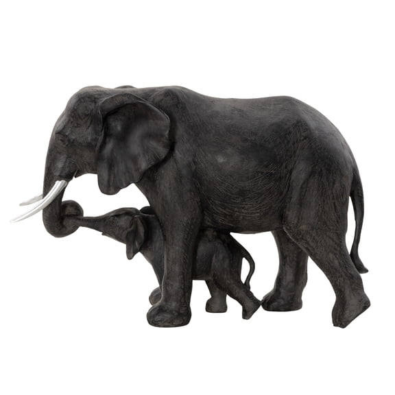20" x 13" Gray Polystone Elephant Sculpture, by DecMode
