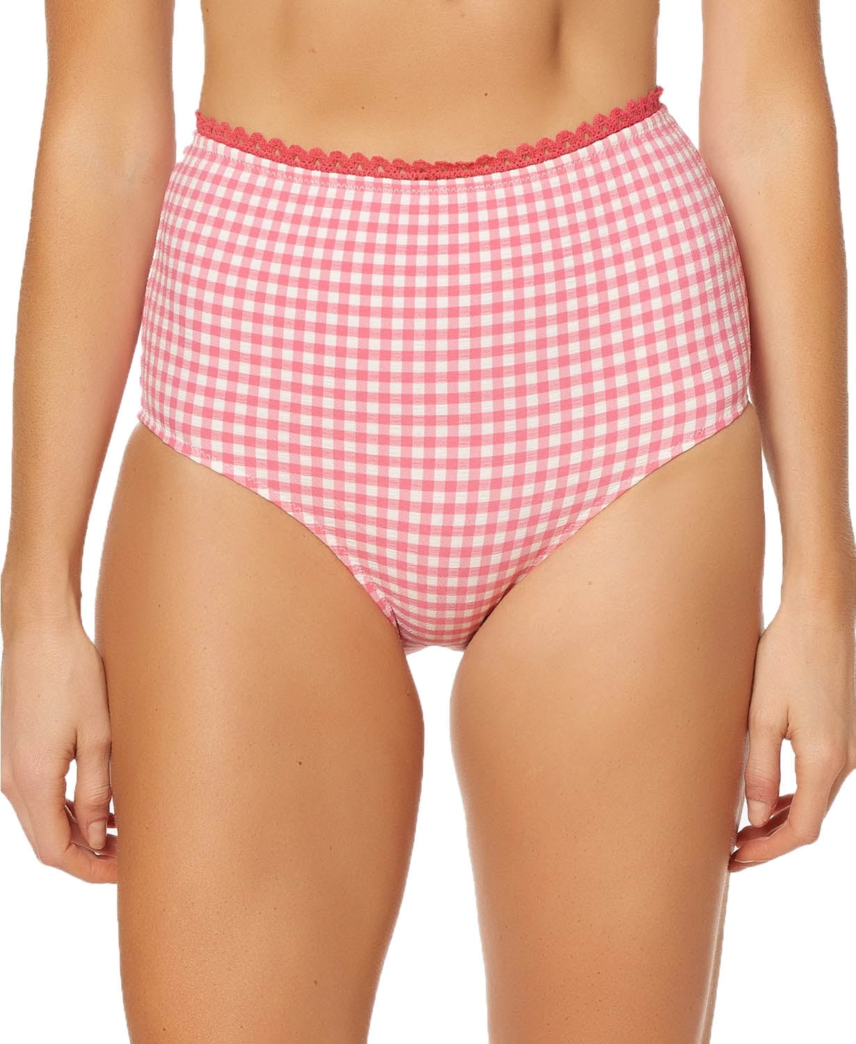 Jessica Simpson Womens Printed High-Waist Bikini Bottoms (Peony Pink, Medium)