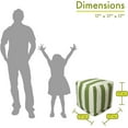 thumbnail image 3 of Majestic Home Goods Vertical Stripes Indoor/Outdoor Stuffed 17x17x17 Inches-Bean Bag Floor Foot Rest–Sitting Pouf Chair for Living Room–Nursery Pillow Ottoman, 17" x 17" x 17", Sage/White, 3 of 13