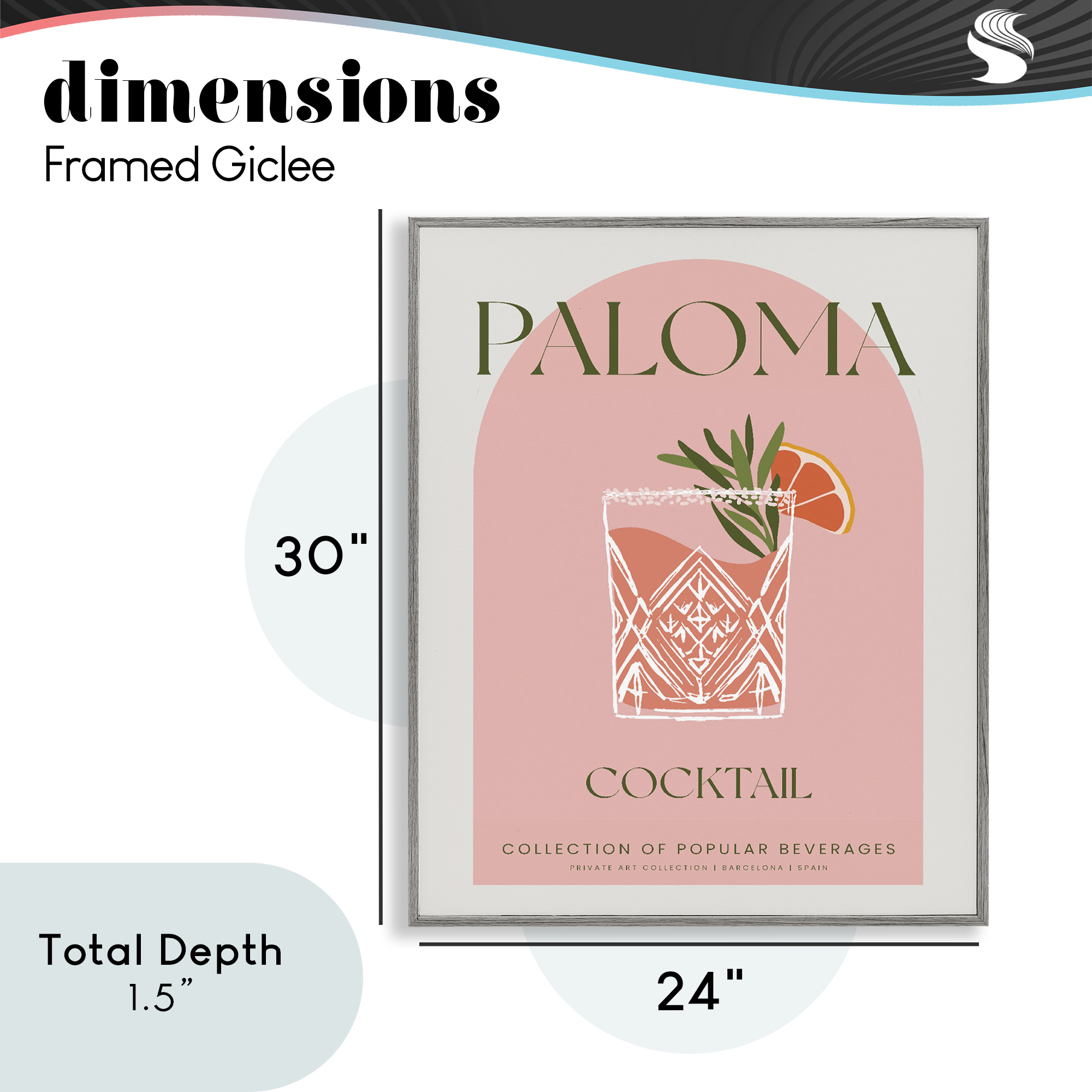 Stylish Retro Paloma Gray Framed Giclee Art, design by Lil' Rue