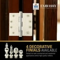 thumbnail image 6 of Embassy 3.5” x 3.5” Door Hinge Heavy Duty Hinges Polished Nickel Finish with Flat Finials, 6 of 9