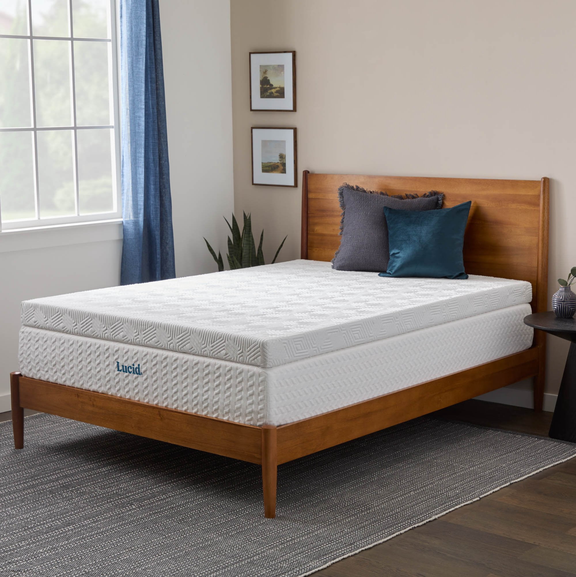 Lucid Charcoal and Gel Covered Memory Foam Mattress Topper, 4 inch, King