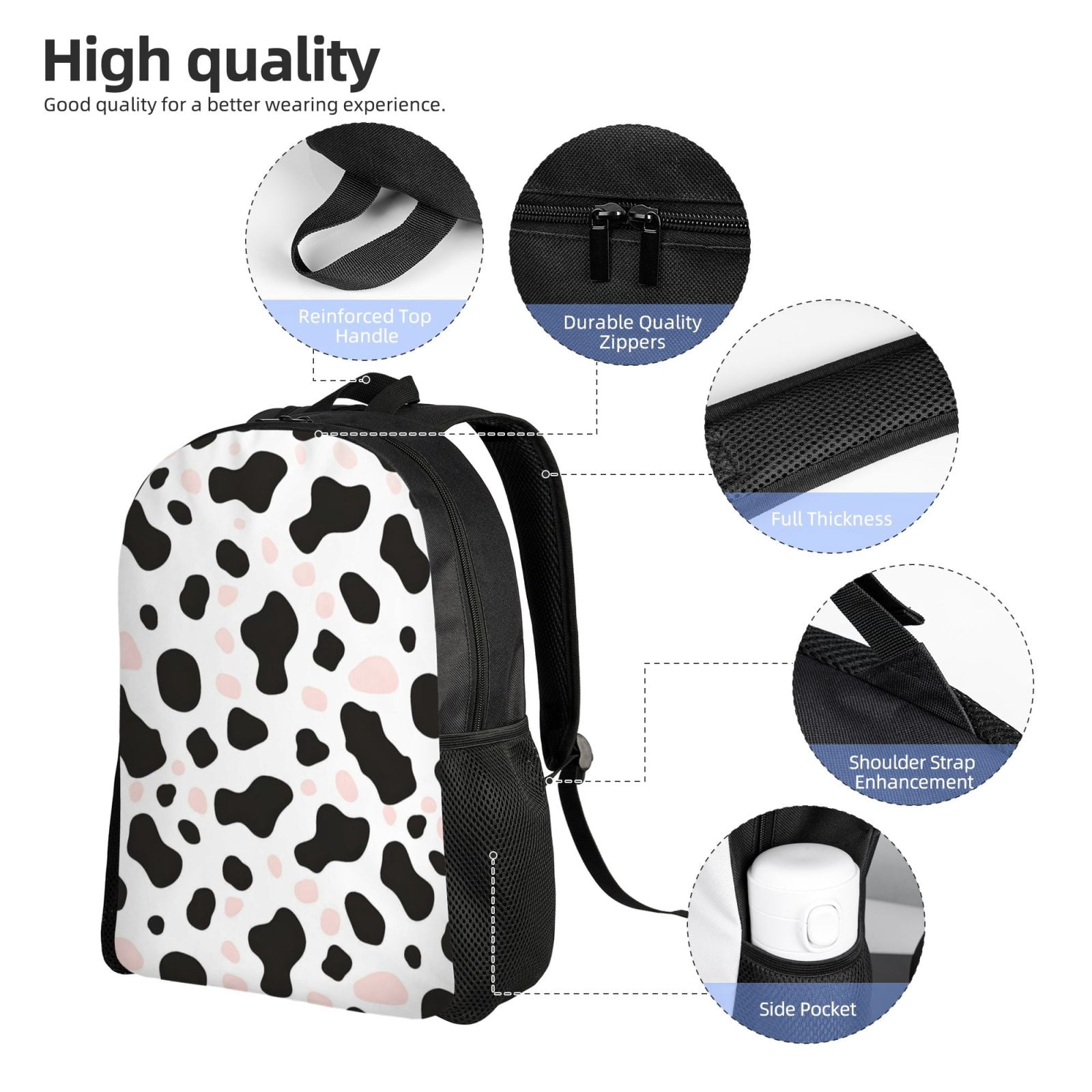 Single Side Full Backpack 16.1×11.8×4.5in Large Capacity Breathable Shoulder Belt Leisure Simple And Strong Bearing Capacity Simple Cow-Print Pattern1_3
