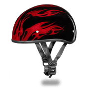 D.O.T. DAYTONA SKULL CAP- W/ FLAMES RED