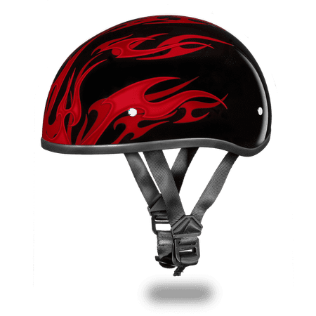 D.O.T. DAYTONA SKULL CAP- W/ FLAMES RED