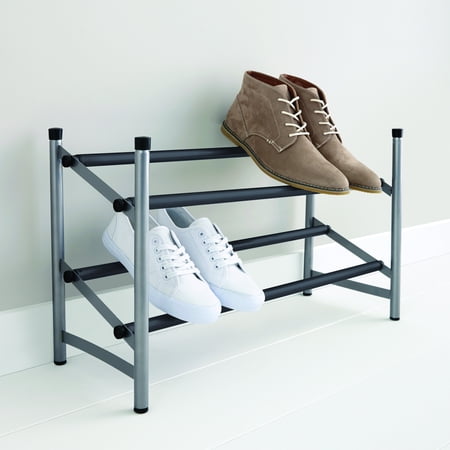 Mainstays 2 Tier Expandable Shoe Rack With Non Slip Bars Brickseek