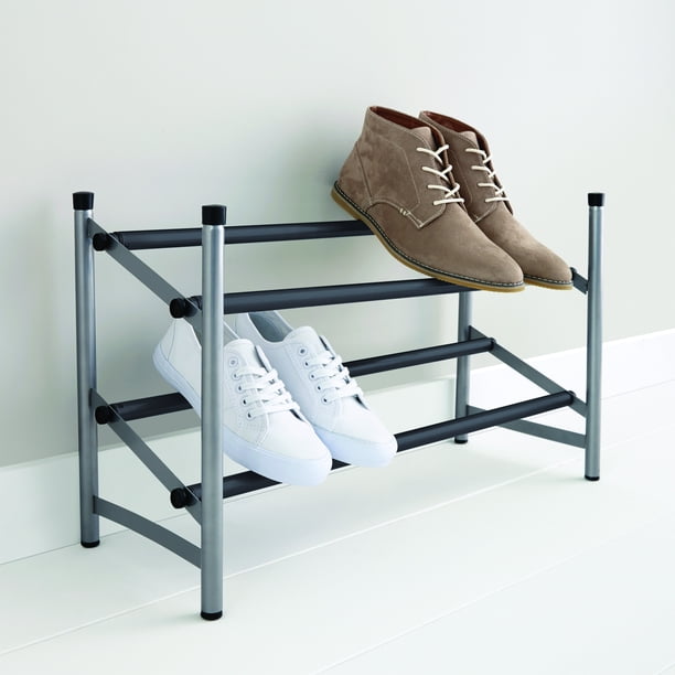 Mainstays 2 Tier Expandable Shoe Rack with Non-Slip Bars - Walmart.com ...