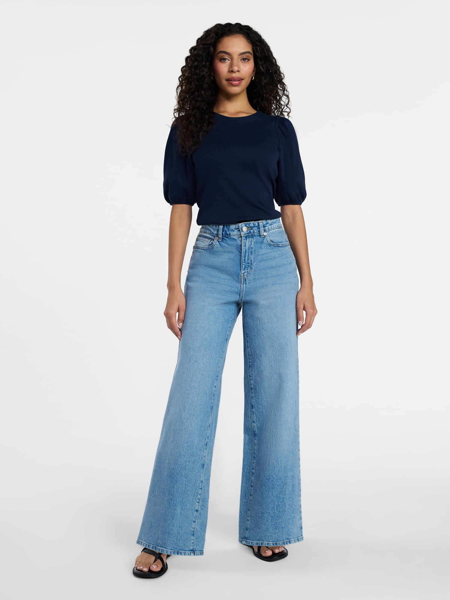 Time and Tru Women's Wide Leg Jeans, 31" Inseam, Sizes 0-22, 0L-22L