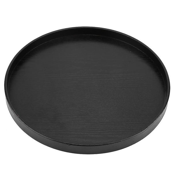 Natural Wood Round Serving Tray, Wooden Plate, Tea Set, Dishes, Water, Drink, 33cm
