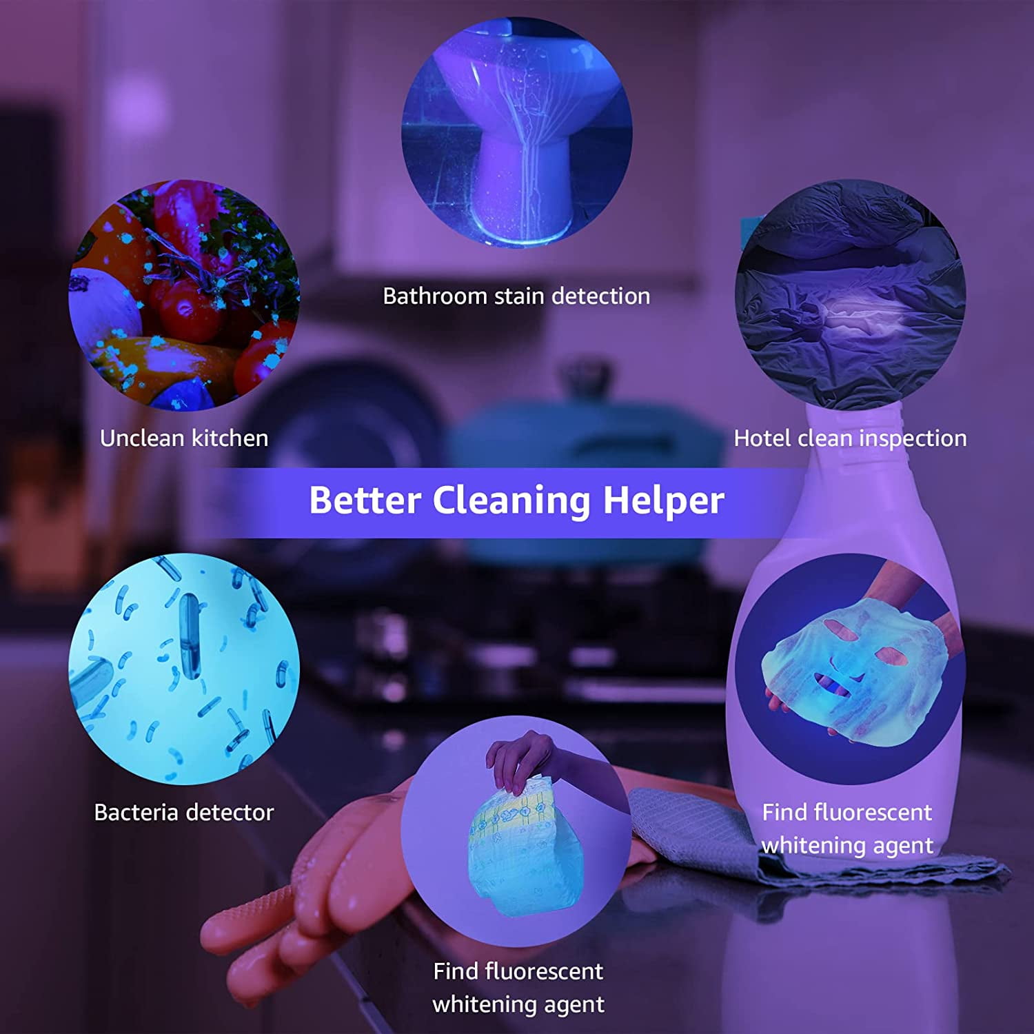 Lepro UV Black Light Flashlight with Batteries , 21 LEDs UV Light Handheld Blacklight 395nm Detector for Pet Urine