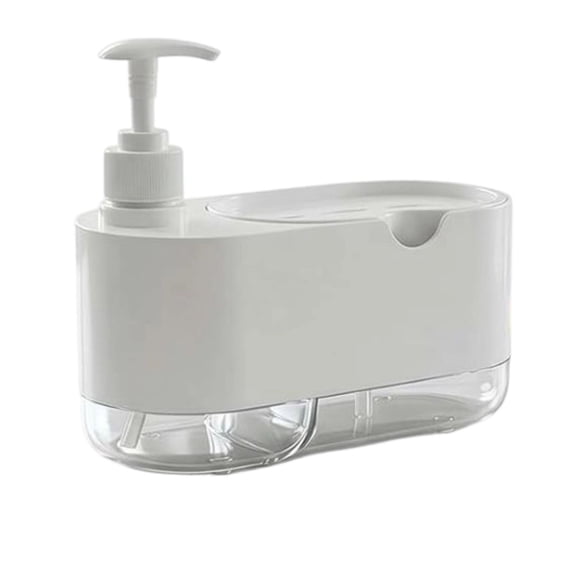 Linnome 2 In 1 Soap Dispenser Sponge Holder Press Pump Dish Soap Container Sink Countertop Integrated Kitchen Washing Gadget