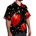 thumbnail image 2 of Seven Starred Ladybird Men's Short Sleeve Button Down Poplin Hawaiian Shirt for Summer Beach, Casual Printed Unisex Style, 2 of 6