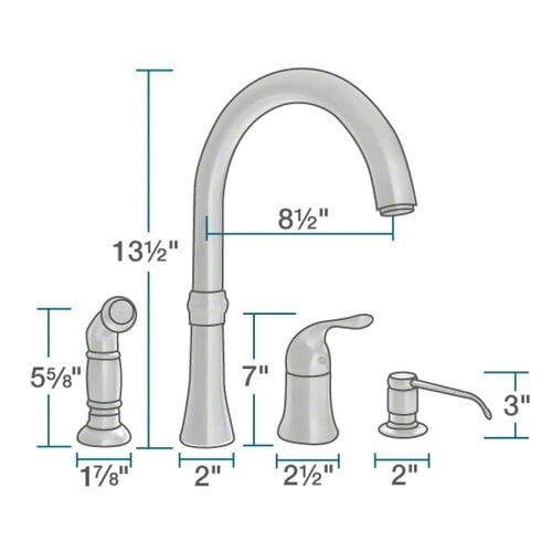 4 Hole Standard Single Handle Kitchen Faucet With Side Spray And Soap Dispenser Walmart Com Walmart Com