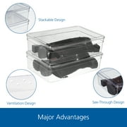 (2 pack) (2 pack) Mainstays Clear Glossy Plastic Closet Storage Shoe Organizer Boot Box with Lid for Shoe Storage