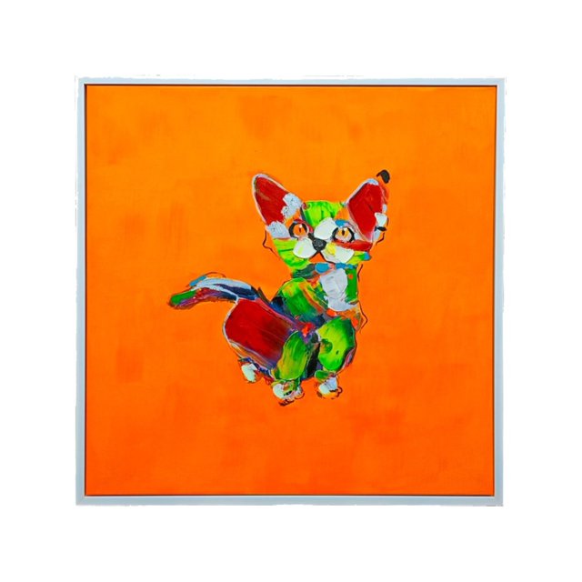 Cuadro Decorativo Galerias El Triunfo Estilo Arte Wpap Diseño Gato Fondo Naranja