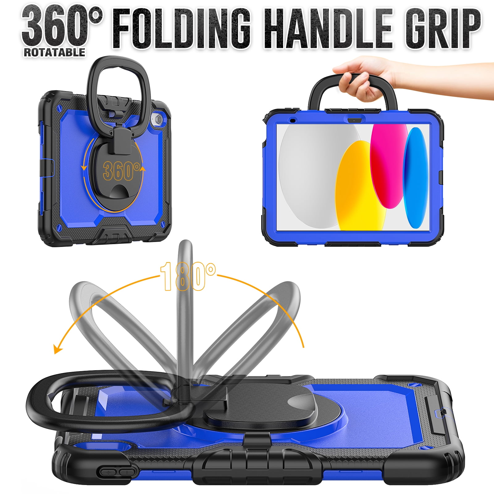 Allytechgroup iPad 11th 10th Gen Case with Screen Protector,Heavy Duty Shockproof Rotating Stand Pencil Holder 3-Layers Rugged Bumper Kids Friendly Case Cover for iPad A16 11th 11" 2025/ iPad 10th Gen