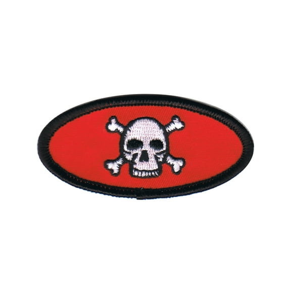 Red Skull Crossbones Badge Patch Name Tag Symbol Embroidered Iron On Appliquee